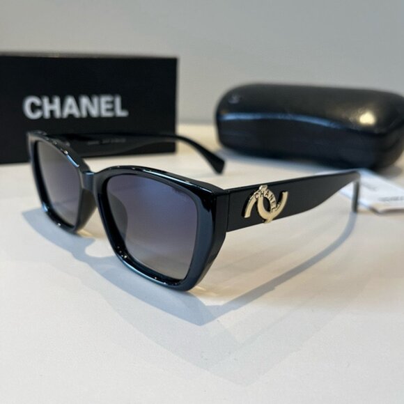 CHANEL Square Black Sunglasses - Picture 1 of 7